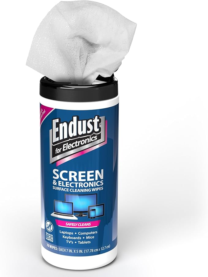 Endust For Electronics; Cleaning Wipes for Screens & Electronics Surfaces; Pre-Moistened, Alcohol & Ammonia Free, 140 Count (Pack of 2)