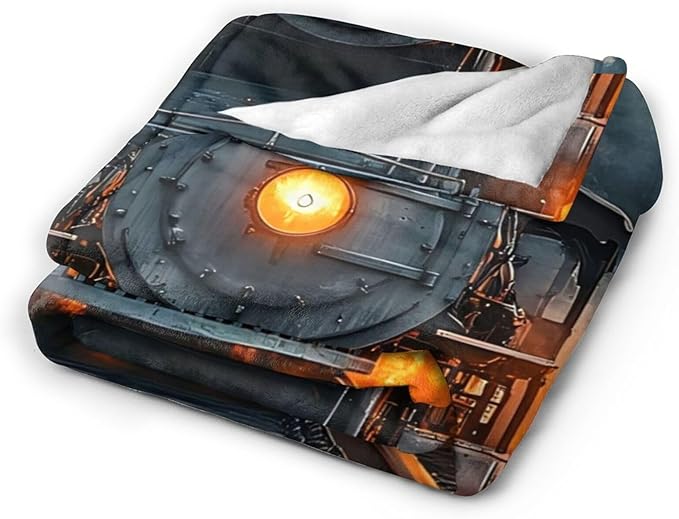 Tijuboni Steam Train Throw Blanket Locomotive Gifts for Boys Girls Men Women Kids Adults Soft Flannel Fleece Blanket for Couch Sofa Bed Home Decor 50"x60"