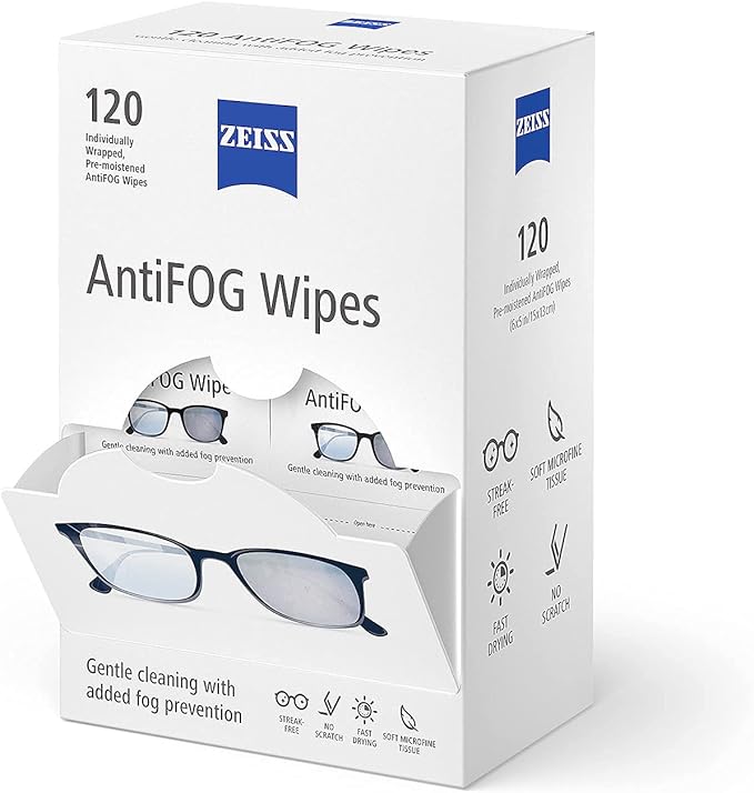 ZEISS Pre-Moistened Lens Cleaning Wipes, 600 Count + ZEISS AntiFOG Wipes, 120 Count Bundle