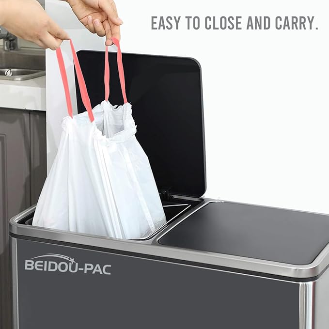 BEIDOU-PAC 13 Gallon Trash Bags Drawstring, 500 Count, White & Unscented Garbage Bags, Multi-purpose Tall Kitchen Trash Bags Can Liners for Business Home Commercial and Industrial