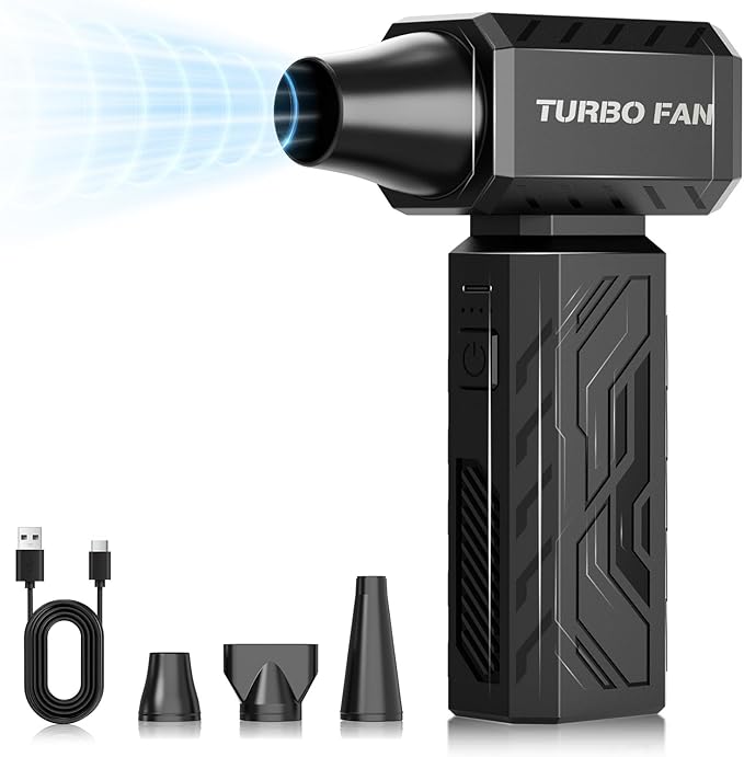 Compressed Air Duster, 390000RPM Powerful Electric Air Duster, 100-Gear Stepless Adjustable Cordless Air Blower with Brushless Motor, Upgraded Mini Blower for Keyboard Computer Car Home Cleaning
