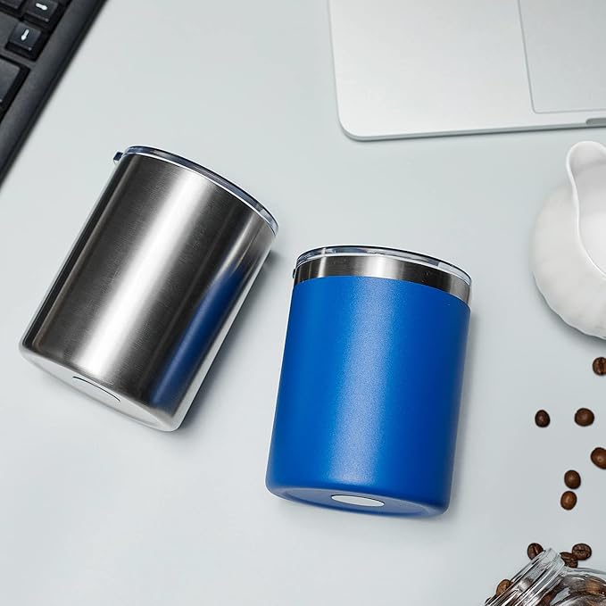 MEWAY 12 oz Lowball, Tumbler Stainless Steel Double Wall Vacuum Insulated Mug with Straw and Lid, Cleaning Brush ，Durable Powder Coated Insulated Coffee Cup for Cold & Hot Drinks (Navy,1 Pack)