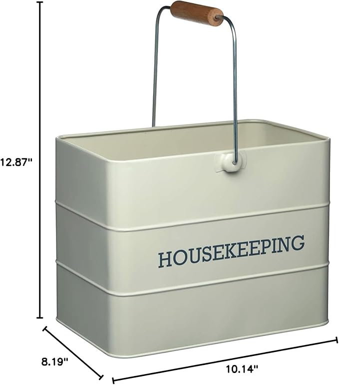 Living Nostalgia KitchenCraft Metal Cleaning Caddy, 33 x 21 x 26 cm - Antique Cream