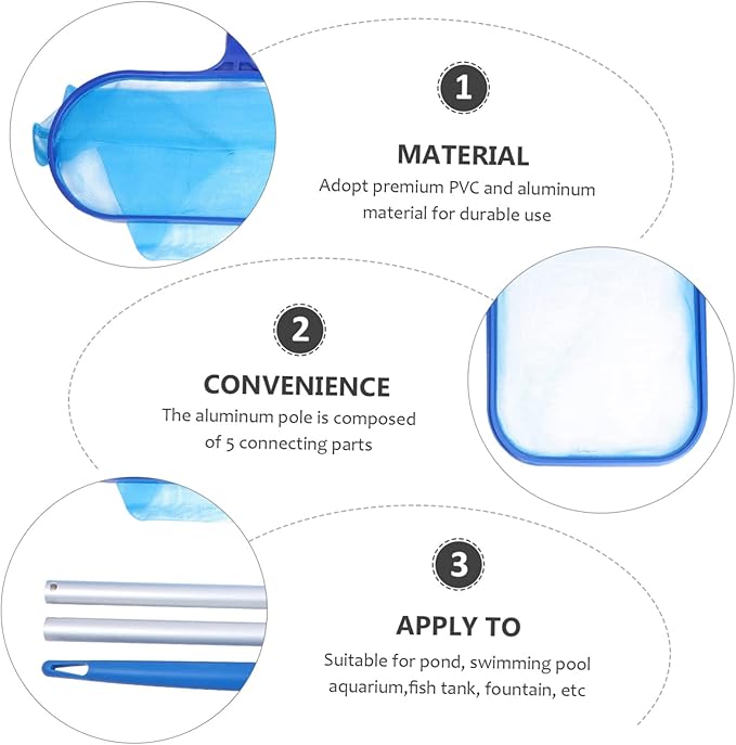 LIOOBO 2sets Telescopic Pool Leaf Cleaning Net Fine Mesh Rake Lightweight and Easy to Use for Removing Debris and Leaves from Swimming Pools Including Deep and Nets