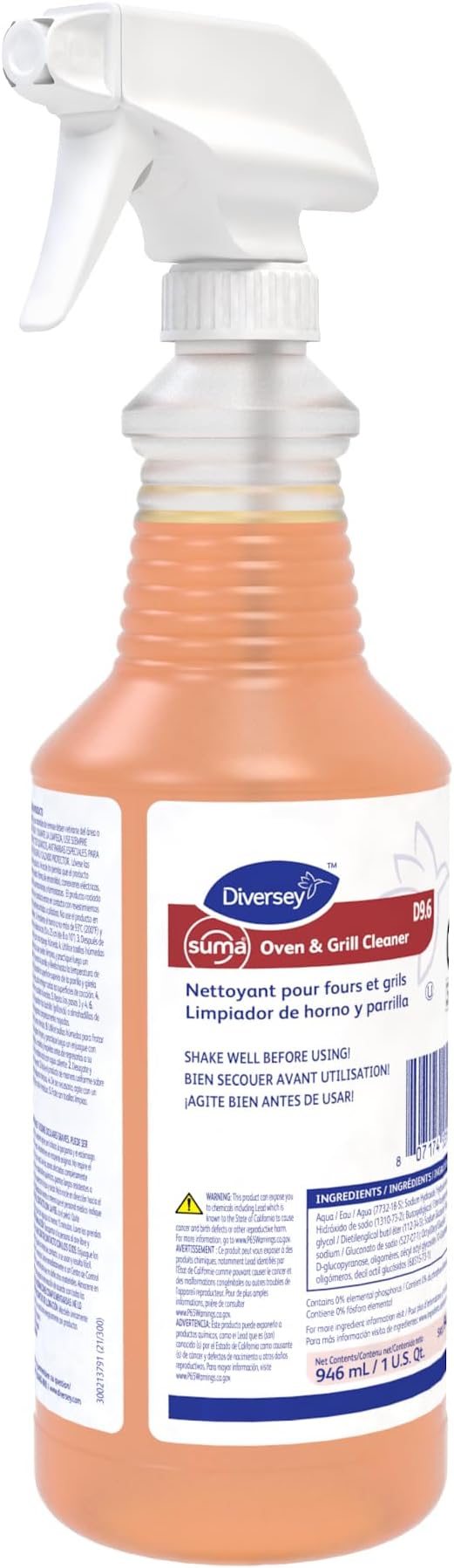 Diversey 948049 SUMA Oven and Grill Cleaner, Heavy Duty Removes Baked on Grease and Carbon Buildup, Capped Ready-to-Use Gel, 32-Ounce