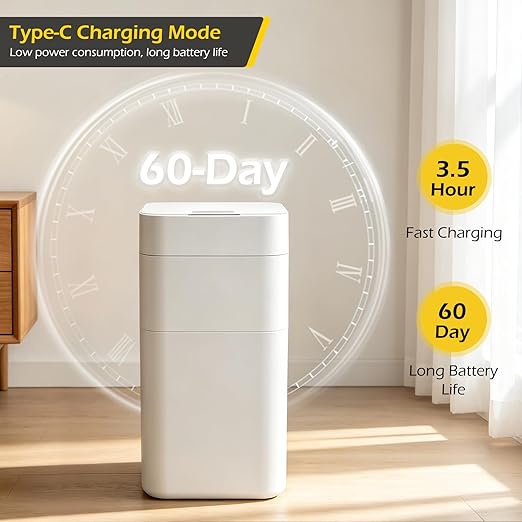 Dyna-Living Automatic Trash Can, 8 Gallon Self Sealing & Self-Changing Touchless Garbage Can Motion Sensor Trash Can, Smart Trash Bin with Automatic Lid for Kitchen Bathroom Office