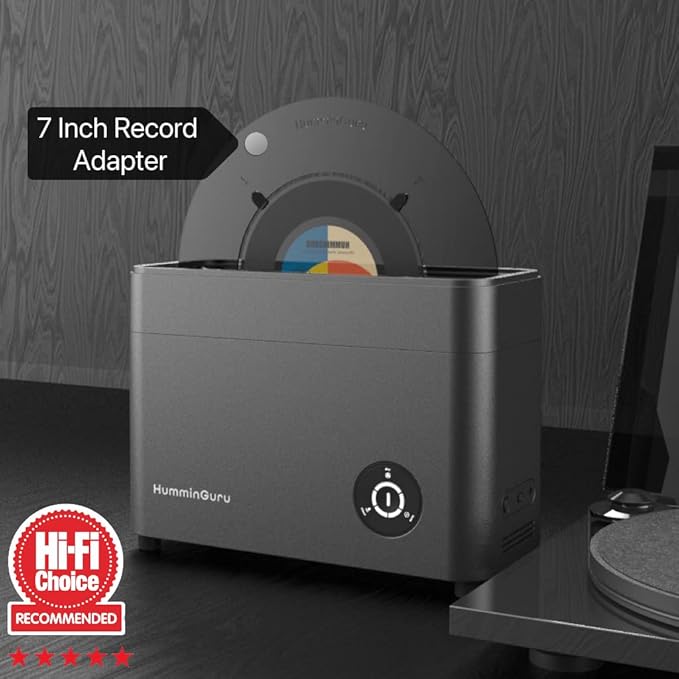 HumminGuru Ultrasonic Vinyl Record Cleaner- 40kHz Ultrasonic Vinyl Record Cleaning Machine with Auto Drying, Vinyl Record Cleaner Kit with Filters, 1Y Warranty (HG01 7/10/12 Inch)
