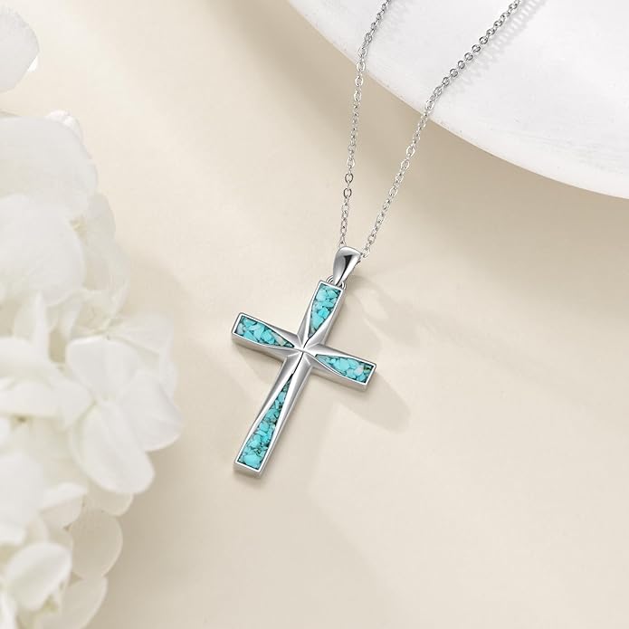 ONEFINITY Religious Cross Pendant Necklace Sterling Silver Origami Cross Pendant Gifts for Women Men Jewelry