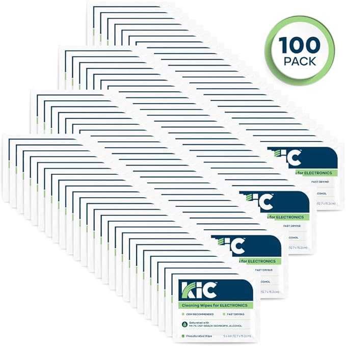 KICTeam - Electronic Cleaning Wipes (100 Wipes) - NSF Certified Tech Wipes for Electronics- Presaturated with 99.7% Isopropyl Alcohol