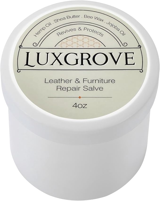 LUXGROVE® Leather & Furniture Repair Salve- Polisher, Leather Cleaner and Conditioner for Furniture - UV Protectants Help Prevent Cracking or Fading, for Car Seat, Couch, Shoe, Purse, Boot - 4oz