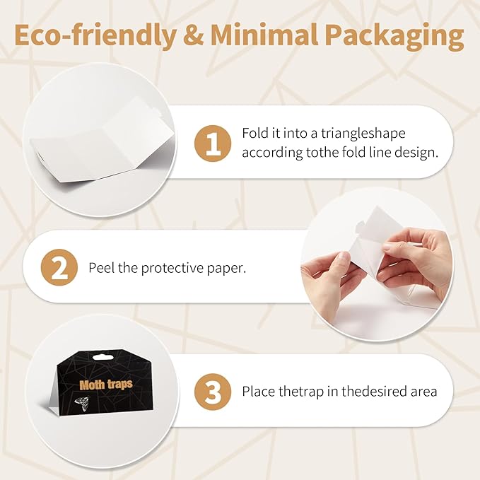 Upgraded Moth Traps, Double Potent Pantry & Clothes Traps with Pheromones Prime, No Toxic & Odorless Meal Moth Trap, Organic Sticky Moths Balls Repellent with Lure for Closet, Kitchens-12Pack