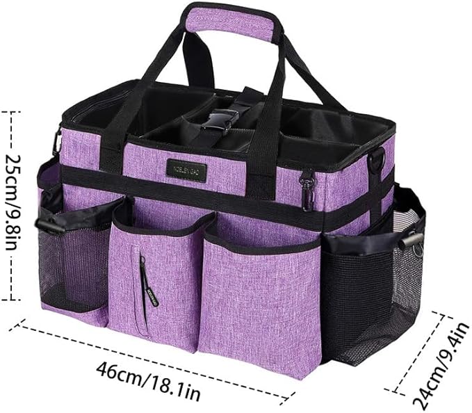 Wearable Cleaning Caddy Bag,Cleaning Supply Tote for Cleaning Supplies, Cleaning Organizer with Adjustable Shoulder and Waist Straps for Cleaners & Housekeepers (Enlarged Purple, Plus)