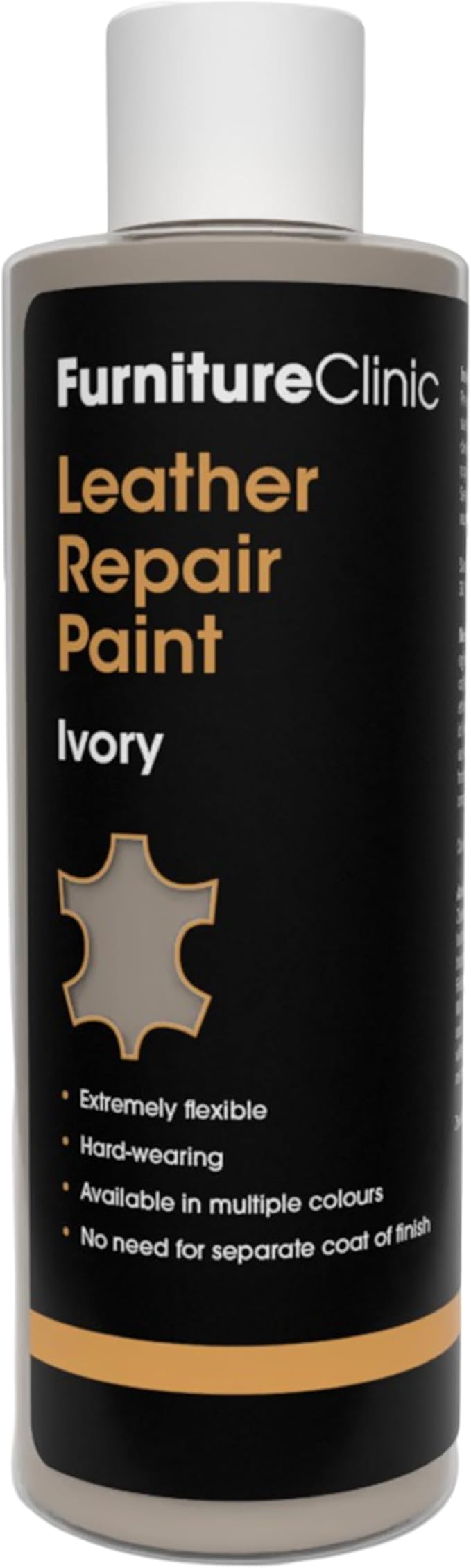 Furniture Clinic Leather Repair Paint | 2-in-1 Seal and Color | Use on Scratches, Tears, and Holes in Car Seats, Furniture | Quick and Easy Leather Repair Kit for Furniture (Ivory, 250ml / 8.5oz)