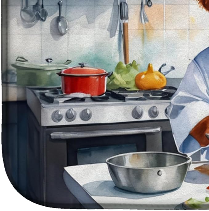 Caroline's Treasures DAC6293DDM Nova Scotia Duck Tolling Retriever The Chef Dish Drying Mat Absorbent Dish Drying Mat Pad for Kitchen Counter Dish Drainer Mat for Countertop, 14 x 21", Multicolor