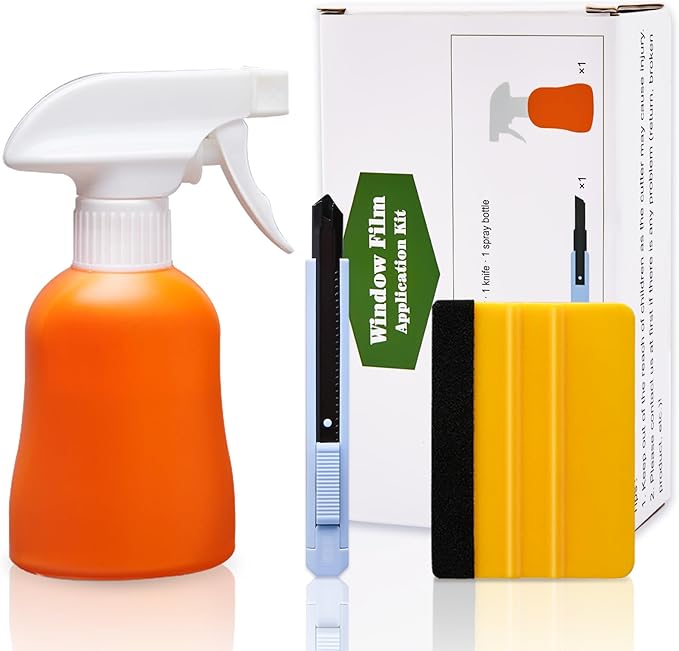 Coavas Window Tint Kit, Window Privacy Film Application Tint Tools, 3 Pcs Easy to Apply Window Film & Car Glass Window Tinting Tool, Vinyl Wrap Set includes Squeegee, Utility Knife, Spray Bottle