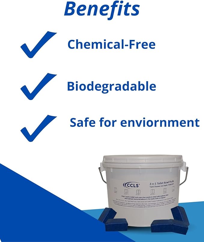2-n-1 Blue Toilet Bowl Tablets, Tank Cleaner and Septic/Cess Pool Treatment all-in-one, (6 Month Supply)