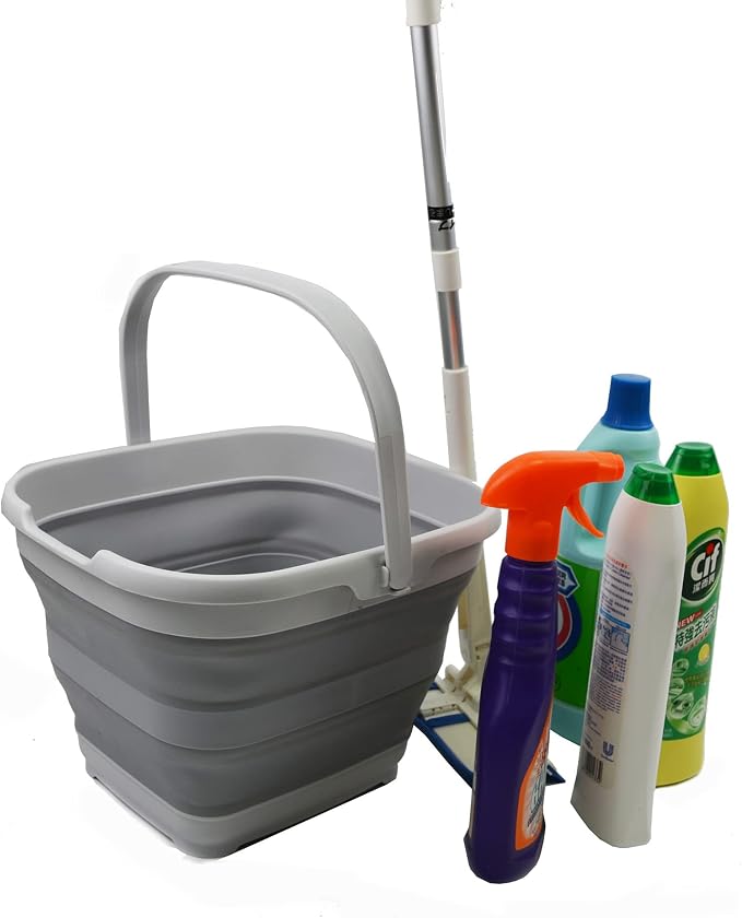 SAMMART 10L (2.6 Gallon) Set of 2 Collapsible Rectangular Handy Basket/Bucket (Grey, 2)