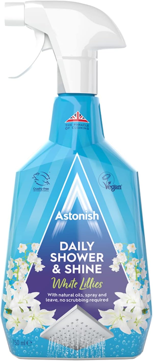 Astonish Sparkling Bathroom Bundle - Includes Daily Shower Shine Cleaning Spray (White Lilies Scent), Ultimate Limescale Remover (Cool Eucalyptus) & Streak Free Foaming Bathroom Cleaner (750ml each)