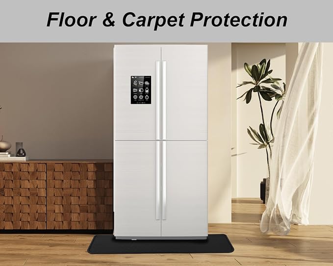 Refrigerator Mat, Washing Machine Spill Liner, Drip Tray and Leak Catcher Mat, Fridge Mat Prevent Water Leakage and Floor Damage from Elecrical Equipment Heavy Duty 37.5'' x 8.5'' Black