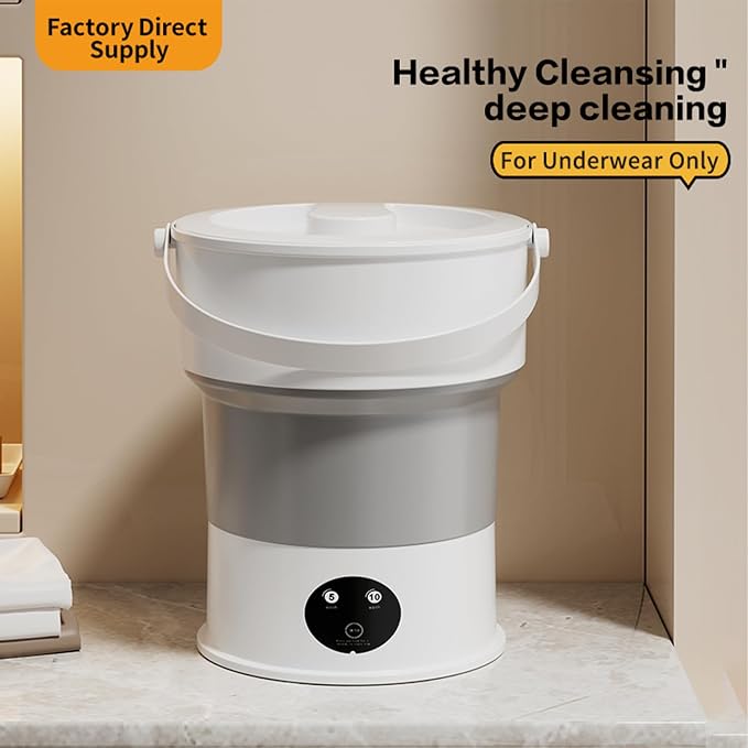 Compact Portable Laundry Device with Foldable Design – Small Mini Washer for Baby Outfits, Intimate Apparel, and Socks, Perfect for Apartments, Dorms, and Trips.