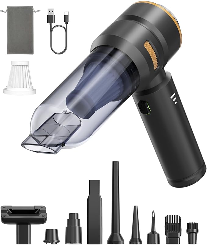 VNOST Car Vacuum,3 Suction Modes,Portable Mini Cordless Cleaner with 50000pa Suction Power,Type-C Charge,Handheld Vacuum for Home,Car,Birthday Gifts for Men Dad Husband (Black)