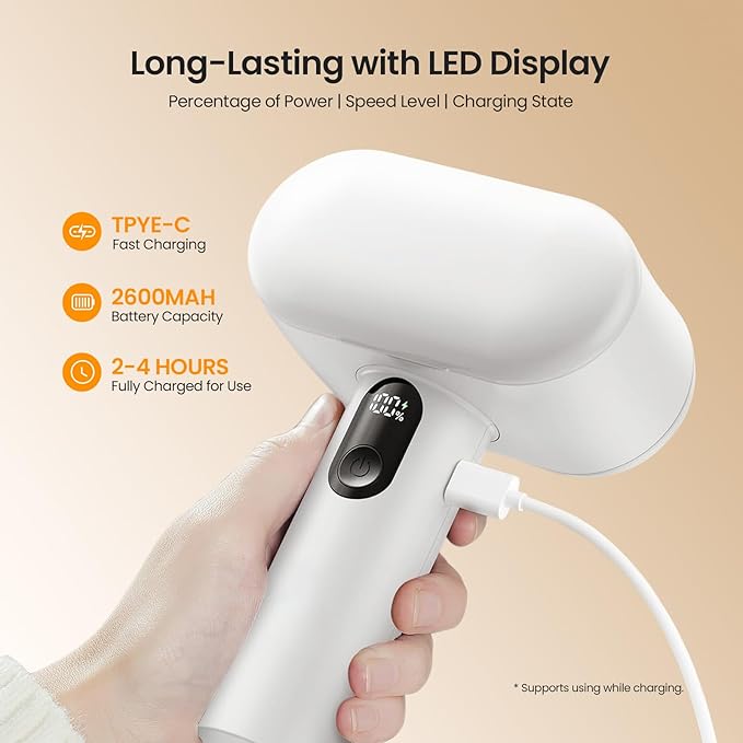 Mosthink Fabric Shaver, 2-in-1 Electric Lint Remover & Build-in Lint Brush, Large Fuzz Remover for Clothes Couch Furniture (White, 2600mAh)