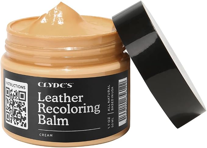Clyde's™ Leather Company Leather Recoloring Balm – Color Restore & Scratch Repair Kit for Faded Leather Furniture, Car Seats, Sofa & Vinyl | 23 Colors | Non-Toxic Dye