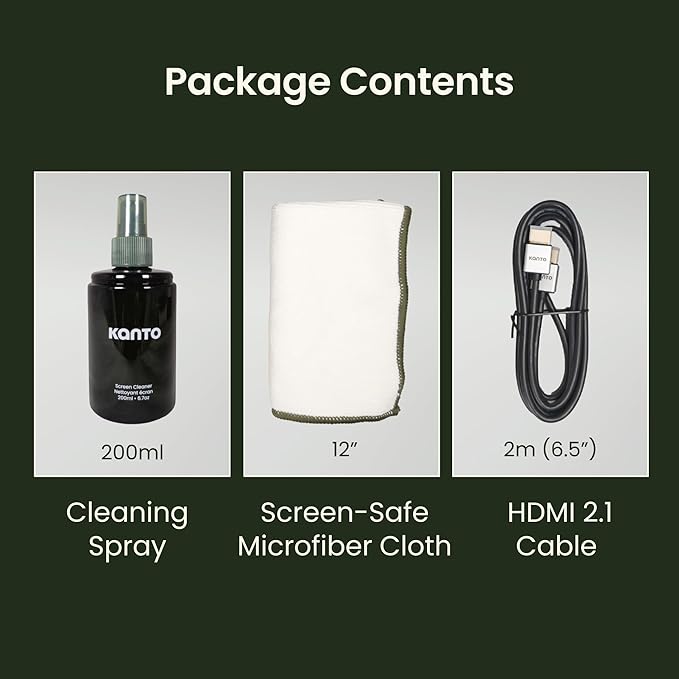 Kanto HT6-KIT Screen Cleaning Kit with Screen Safe Cleaning Spray, Microfiber Cloth and HDMI 2.1 Cable