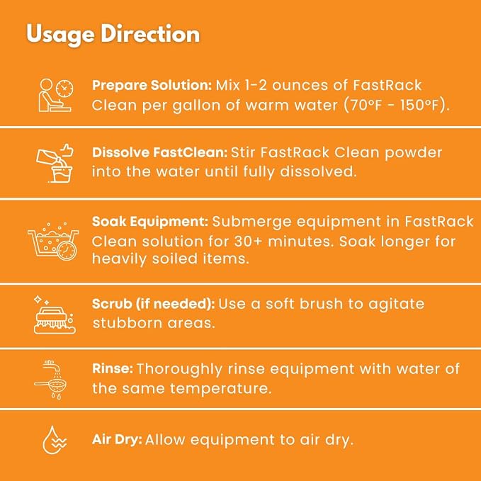 FastRack FastClean 1 lb Non Caustic Cleaner for homebrewing and winemaking, Alkaline Homebrew Cleaner with Powerful Formula and Hassle-free Cleanup, Ideal Cleanser for Brewing Equipment - 16 oz