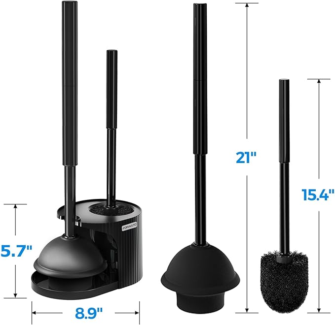 FORASTO 4Pack 2 in 1 Toilet Brush and Plunger Set, Extended Handle Plunger,Toilet Bowl Brush Plunger Set,Bathroom Cleaning Tools,Toilet Brush Plunger Combo,Cleaning Supplies, Cleaning Brush