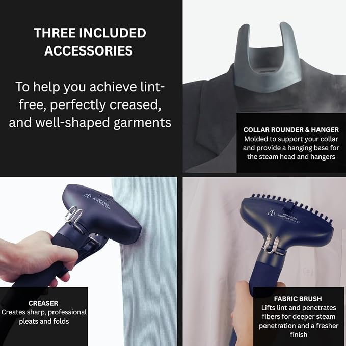 SALAV® Limited Edition Pro Series Standing Garment Steamer & Ironing Board – 1500W, 4 Steam Levels, Stainless Steel Plate, 1.8L Tank, Chrome Finish & Wheels