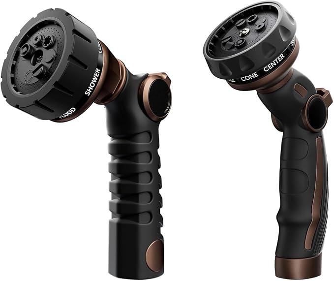 RESTMO Heavy Duty Hose Nozzle, Metal Garden Water Hose Sprayer, Thumb Control, On Off Valve, High Pressure Nozzle Sprayer for Watering Plants, Car and Pet Washing