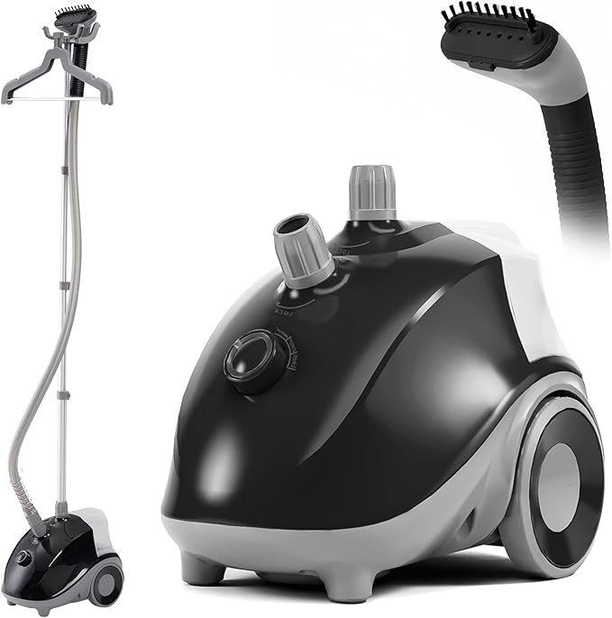 Garment Steamer for Clothes Standing, 1500W Efficient Clothes Steamer Standing with Wheels, Professional 58OZ Water Tank for Continuous Steaming, Fast Heating Wrinkle Remover