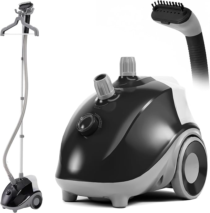 NEWBULIG Garment Steamer for Clothes Standing, 1500W Efficient Clothes Steamer Standing with Wheels, Professional 58OZ Water Tank for Continuous Steaming, Fast Heating Wrinkle Remover