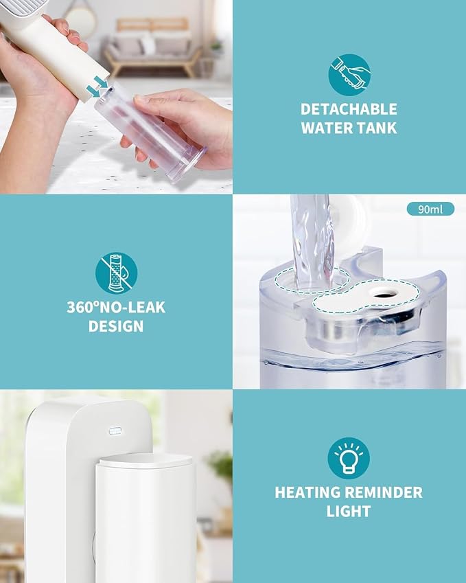 G5 Steam 2-in-1 Professional Handheld Steamer for Clothes and Iron for Clothes, Just 1lbs Lightly, 10 Minutes of Continuous Steam 1200W Light Steam Iron for Travel and Home（white）