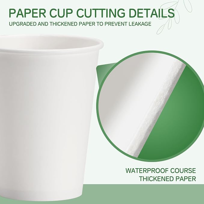 16 oz 500 Pack Disposable Coffee Cups with Lids & Sleeves, White Paper To Go Cups for Hot Beverages, Leak Proof, Coffee Shop Quality