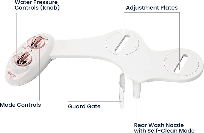 LUXE Bidet NEO 120 - Value 2-Pack Bidet Attachments, Self-Cleaning, Non-Electric (Rose Gold & White)