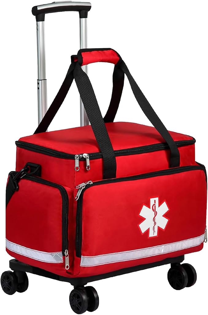 Medical Bag Rolling Roller Bag Trolley Duffel Nurses EMT CNA RN Empty for First Aid Responder Home Health Care Nursing Student Roll Duffle Bag Carry on Wheels Wheeled Work Physicians Doctor