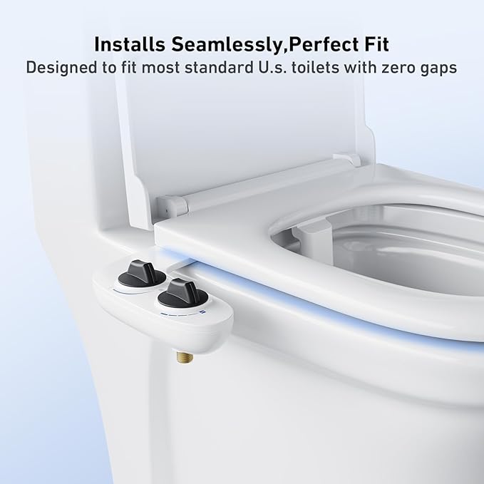 GarveeHome Bidet Attachment for Toilet, Dual Self-Cleaning Nozzles with Rear and Feminine Wash, Adjustable Spray Pressure, Easy Installation Hygienic Bathroom Accessory, Black