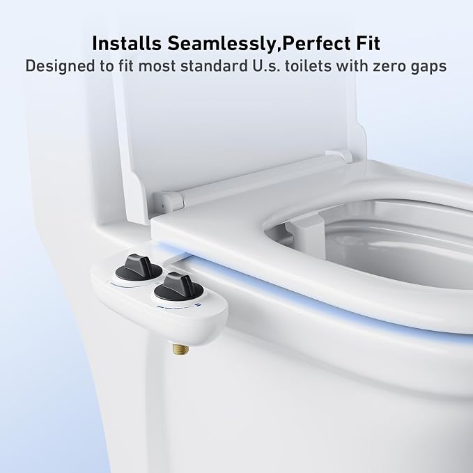GarveeHome Bidet Attachment for Toilet, Dual Self-Cleaning Nozzles with Rear and Feminine Wash, Adjustable Spray Pressure, Easy Installation Hygienic Bathroom Accessory, Gunmetal