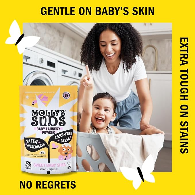 Molly's Suds Baby Laundry Detergent Powder | Removes Formula, Poop & Spit-Up Stains | Extra Gentle for Newborns (Sweet Baby Shea)