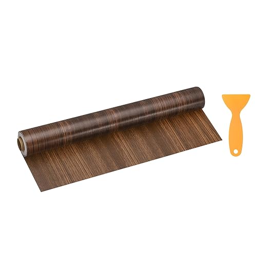 HARFINGTON Wood Grain Repair Tape 15.7 Inch x 33ft Self Adhesive Repair Patch Tape Simulated Wooden Floor Tapes with Plastic Scraper for Tables Doors Windows Furniture, Ebony