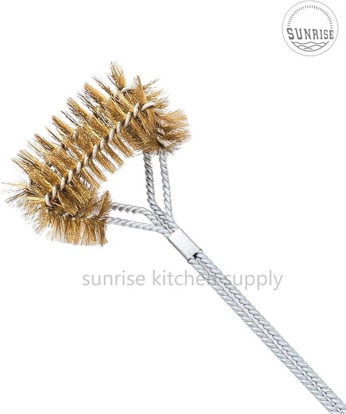 SUNRISE Fryer Brush with Long Handle (Brass with Plastic Handle, Double Brush)