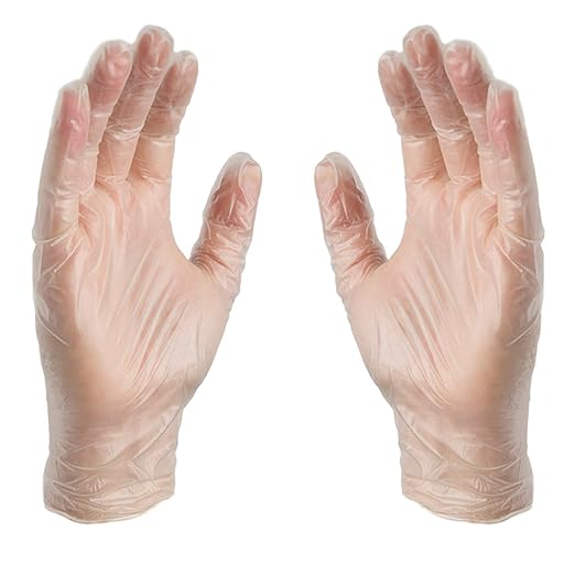 AMMEX Gloves, Disposable Latex Free Clear Vinyl, Powder Free Exam Grade, for Medical, Cleaning, & Food, Size M & L, 200 Count