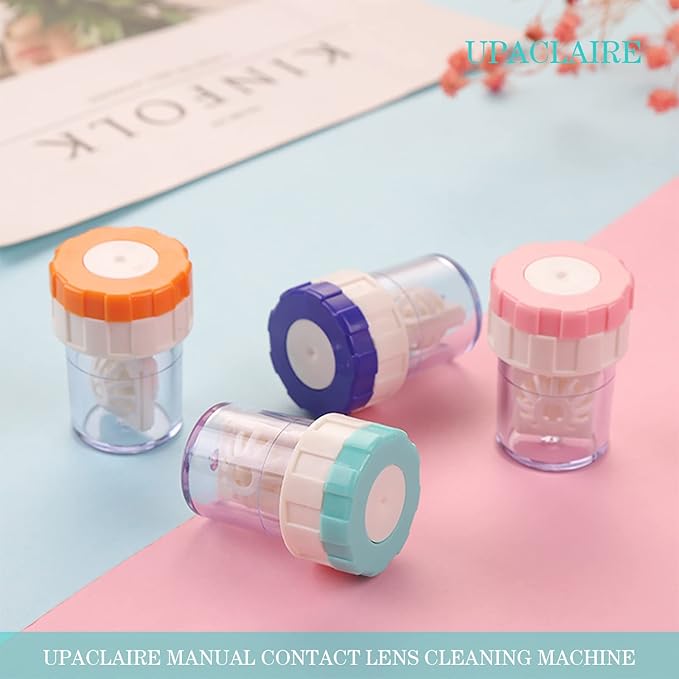 2 PCS Contacts Case Cleaner Machines, UpaClaire Daily Vision Care Manually Contact Lens Washer Cleaner Plastic