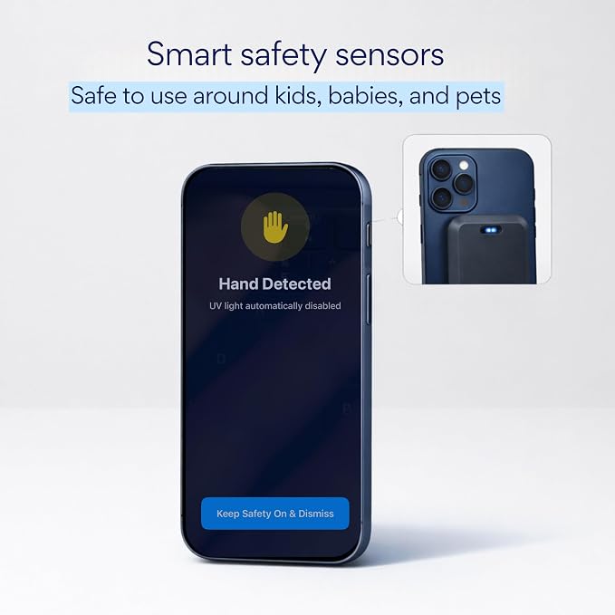 Portable UV Light Phone Sanitizer, Chemical-Free UV-C Disinfection for Phones and Surfaces, Designed by a Surgeon