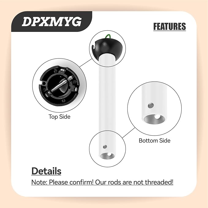 6 inch White Ceiling Fan Downrod with Ball Head, Downrod for Ceiling Fan, 1 inch Outside Diameter, Suitable for a Wide Range of Fans (with Ball Head, Not Threaded)