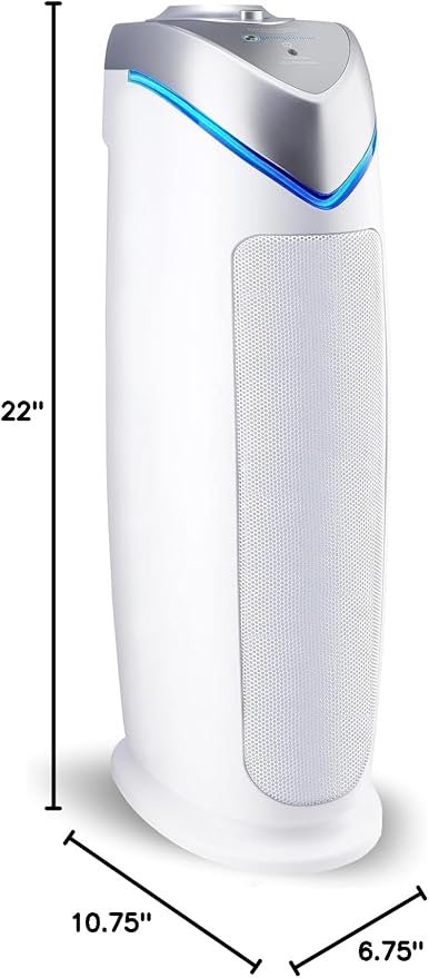 GermGuardian HEPA Air Purifier - Large Room Air Purifier for Bedroom, Office, Dorm, and Home - Filters Pet Dander, Dust, Pollen, Smoke, Scents - AC4825W - 22" Tower - White