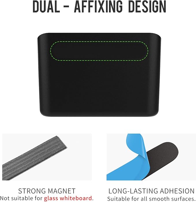 LOUKIN | Shag Dry Erase Eraser 2 Pack & Whiteboard Cleaner 2 Pack(3.4 fl oz) & Magnetic and Adhesive Marker Holder (Black) & Small Magnetic and Adhesive Marker Holder (Black)
