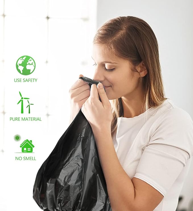1.2 Gallon 120 Counts Small Trash Bags Garbage Bags, Bathroom Trash Can Bin Liners, Small Plastic Bags for home office kitchen, fit 5-6 Liter, 0.8-1.6 and 1-1.5 Gal, Black